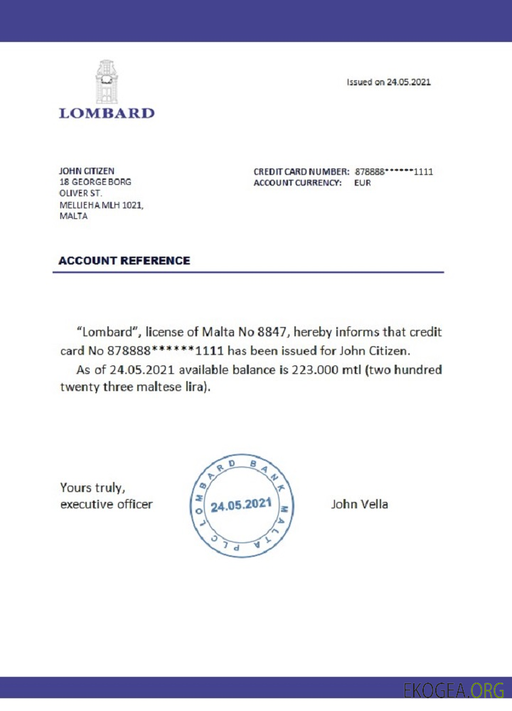 Malte , Lombard Bank , reference